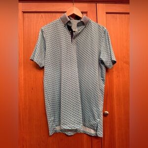 Greyson Patterned Polo in Blue and Gray